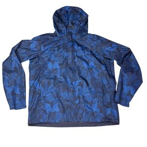 The North Face Mens Blue Floral Print Hooded Rain Jacket Size L